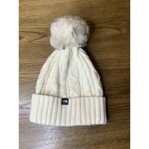 The North Face Women's Oh-Mega Fur Pom Beanie in Gardenia White